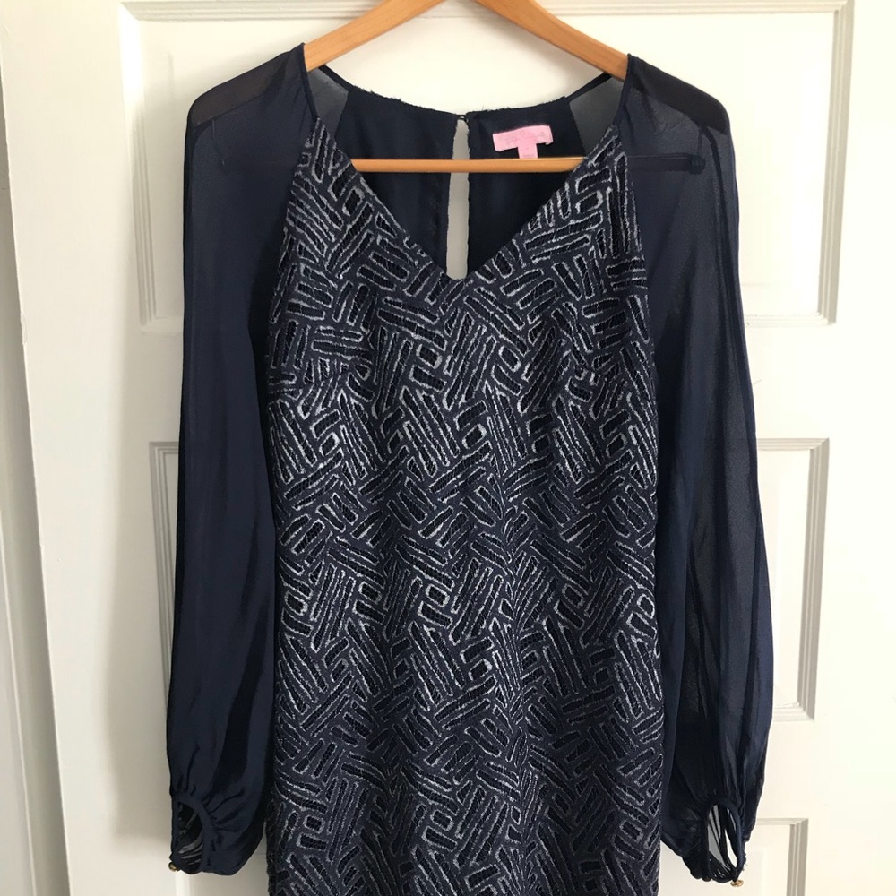 Lilly Pulitzer Navy long sleeve tunic dress size 6